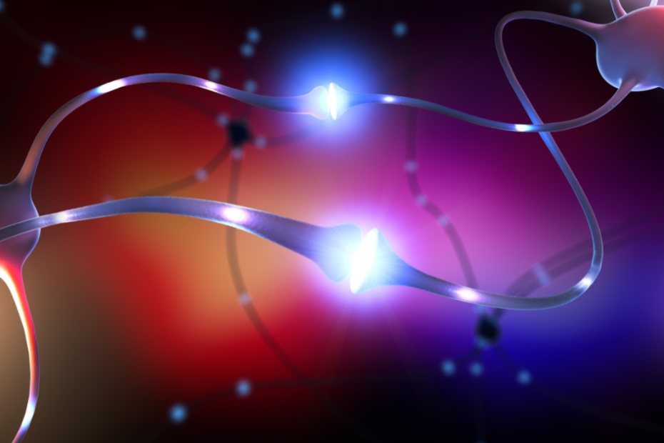 Ilustração de sinapse neuronal relacionada ao exame de serotonina