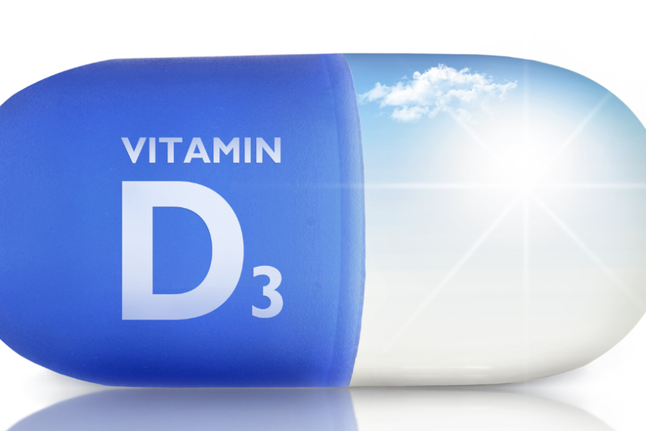 Cápsula de vitamina D representando a relação entre vitamina D e pré-diabetes.